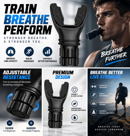 Silicone Breathing Trainer Adjustable Resistance Portable Lung Training Device for Fitness Sports